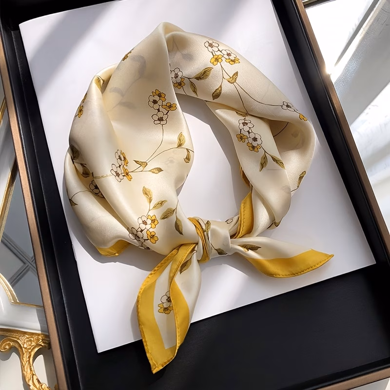 a classical and elegant silk small square scarf for women korean style versatile scarf for spring and summer decorative neck scarf