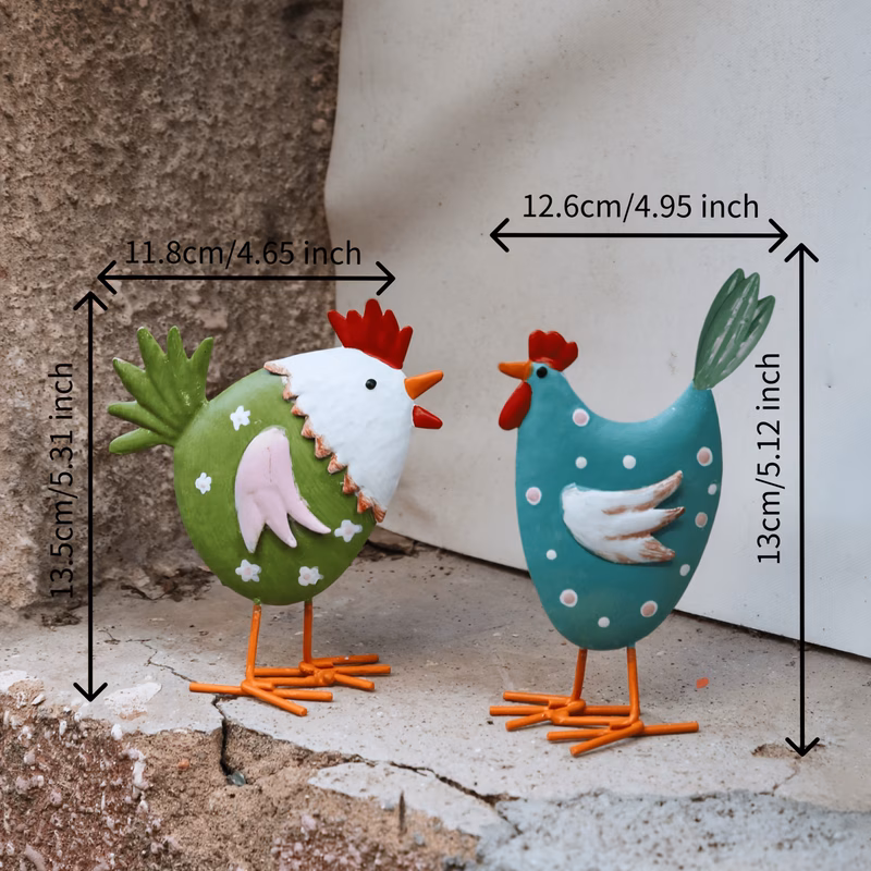 2pcs set metal rooster statue style rooster outdoor sculpture sturdy iron structure easter birthday gift suitable for outdoor indoor courtyard terrace decoration courtyard ornament farmhouse decor rus