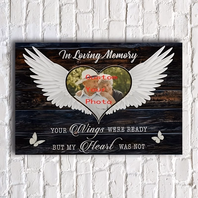 custom photo wooden framed canvas painting remembrance gifts memorial gifts sympathy gifts in loving memory wall art prints with frame for living room bedroom ready to hang room decor
