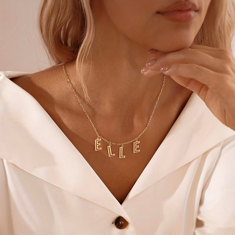personalized hollow initial necklace custom stainless steel name necklace birthday gift exquisite letter necklace stylish and elegant design suitable for daily wear and as a gift for her anniversary g