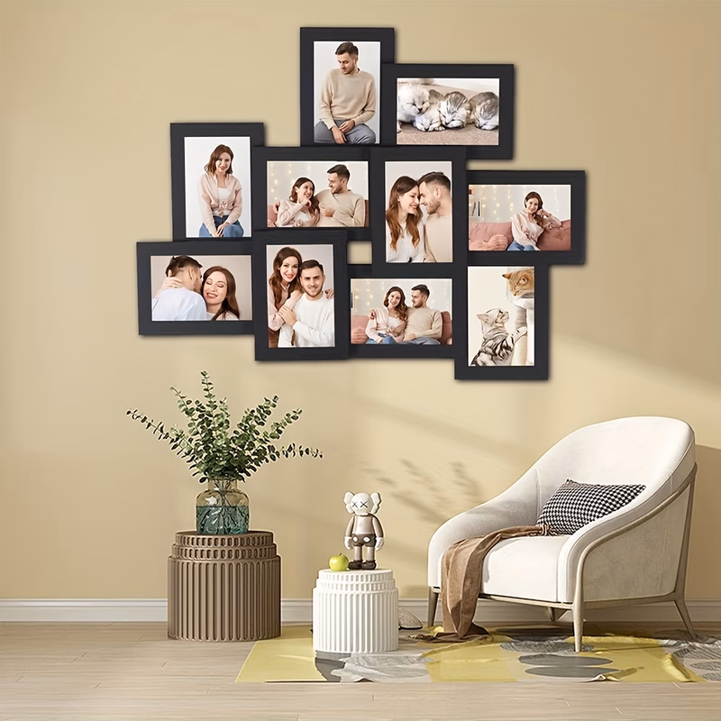 10 pack photo frames 6x4 multi black picture frames wall mount certificate frame