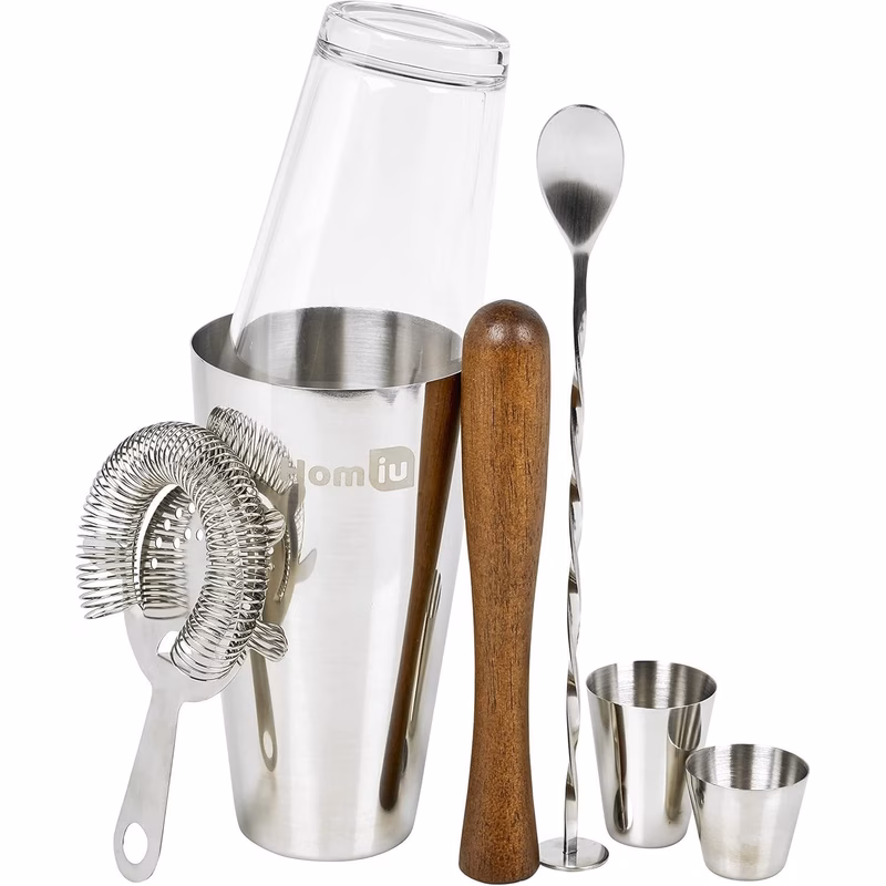 7pcs cocktail set with recipe book stainless steel bartender kit with shaker spoon strainer muddler gift box
