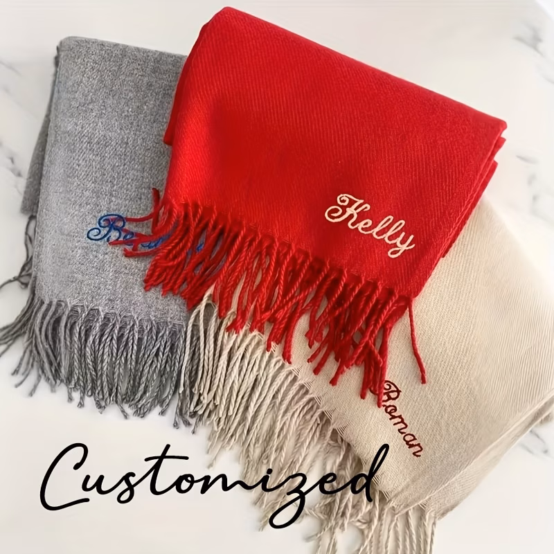 personalized monogram scarf custom name initials word elegant luxury scarf with single letter lettering a polyester gift for mothers day christmas birthdays custom scarf for s