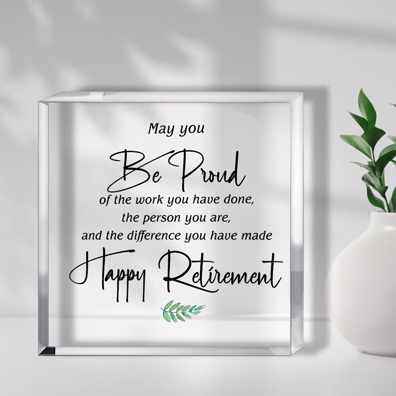 2d flat retirement gift for acrylic award trophy with retirement message name year plaque for best friend coworker birthday or christmas present elegant desk decor keepsake