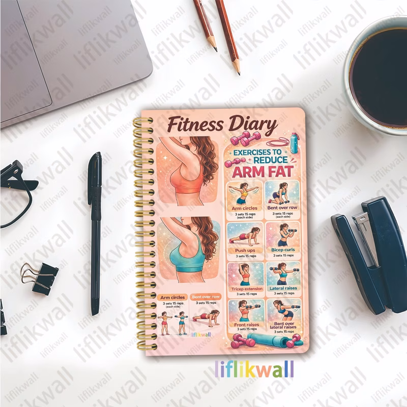 cute cartoon female arm spiral fitness suitable for fitness enthusiasts to record and plan daily exercises training action reference cover fitness gift as incentive gift