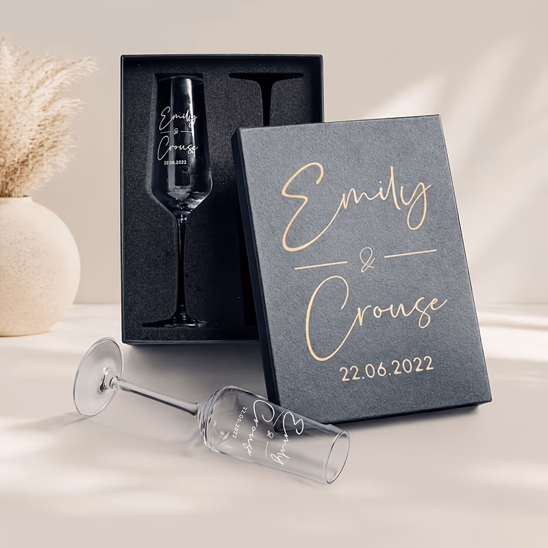 custom engraved glass set 2pcs 1pc wedding toast couple cup gift box crystal glass material laser engraving clear and durable personalized his hers groom bride couple wine glass wedding engagement ann