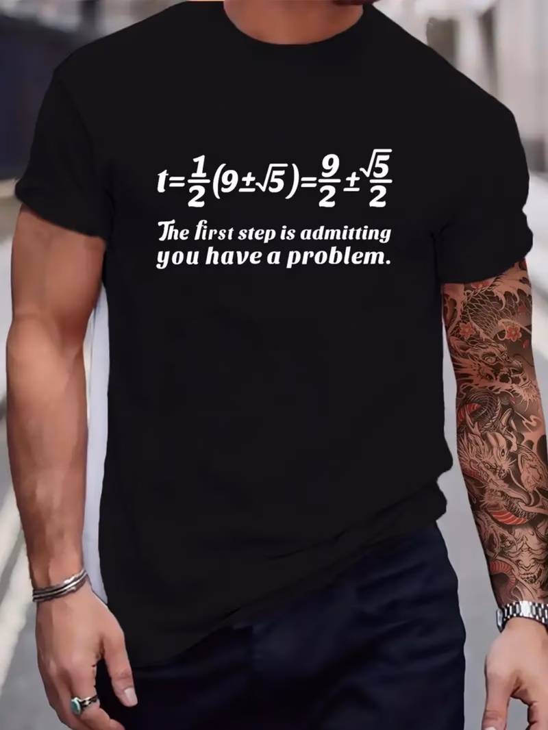 funny t shirt x 4 problem text blend tee for men women everyday casual streetwear with digital graphic print funny gift for humorous apparel design pullover shirt