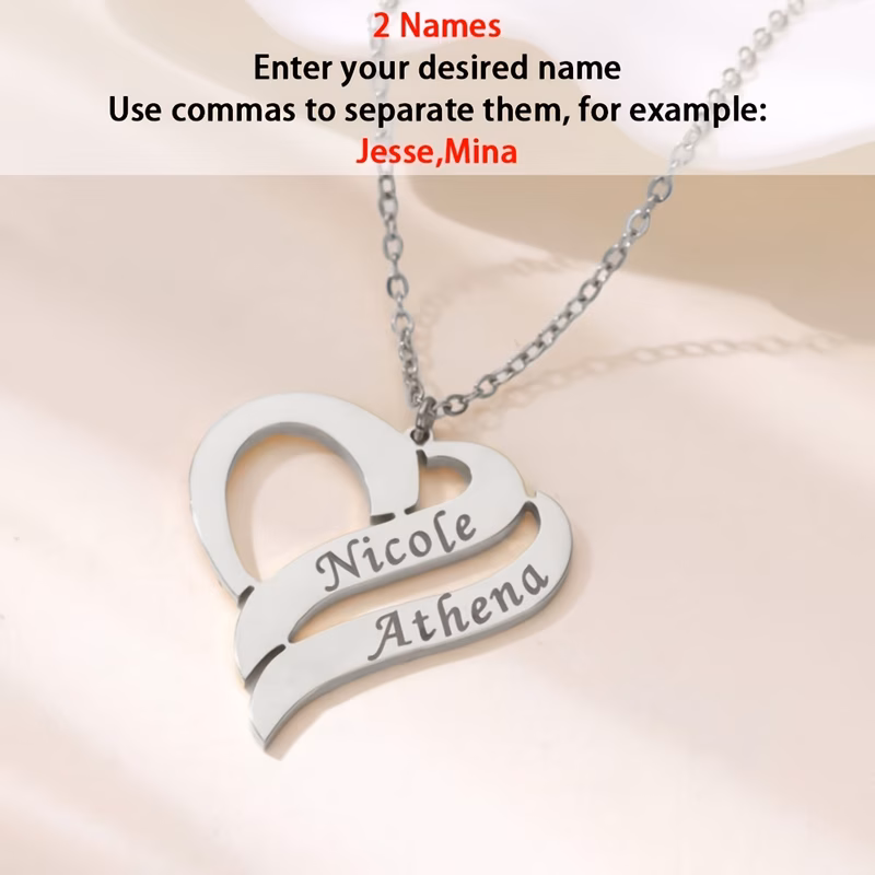 customized 18k golden plated heart pendant fashion womens necklace engravable english name 304l stainless steel chain personalized gift for her suitable for daily wear weddings banquets