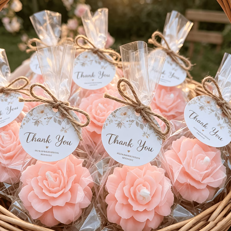 gift for her him 10 sets of candle favors multi item party packs featuring unscented flower candles clear bags and floral tags decorative for wedding guests bridal showers showers christenings and tha