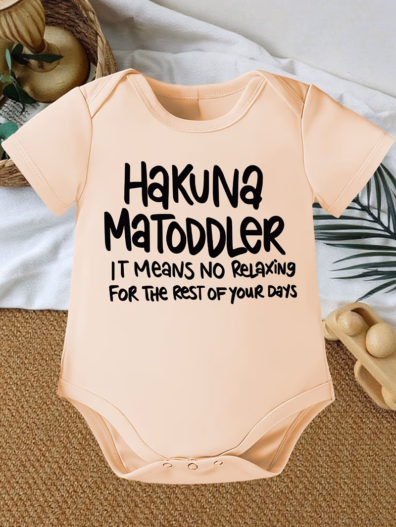 infant and toddler matoddler fashion letter versatile round neck romper for outdoor