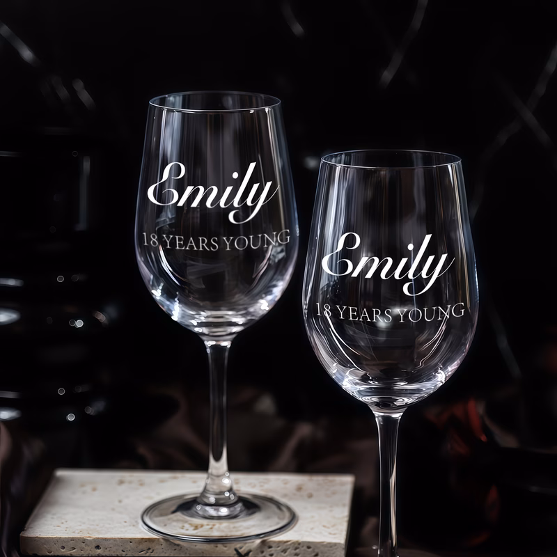 personalized engraved wine glasses custom name date message suitable for wedding anniversary bridesmaid gifts stemware with stemmed for chilled drinks machine washable for proposals birthdays valentin