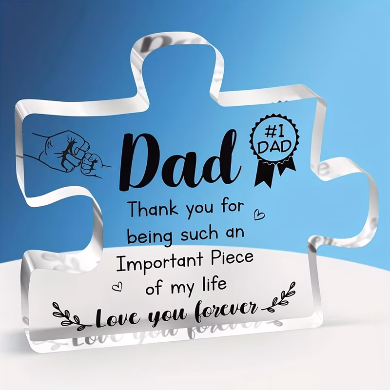 1pc gifts for dad delicate for dad birthday gifts from daughter son engraved acrylic block puzzle piece decorations fathers day thanksgiving birthday gifts for dad ideas