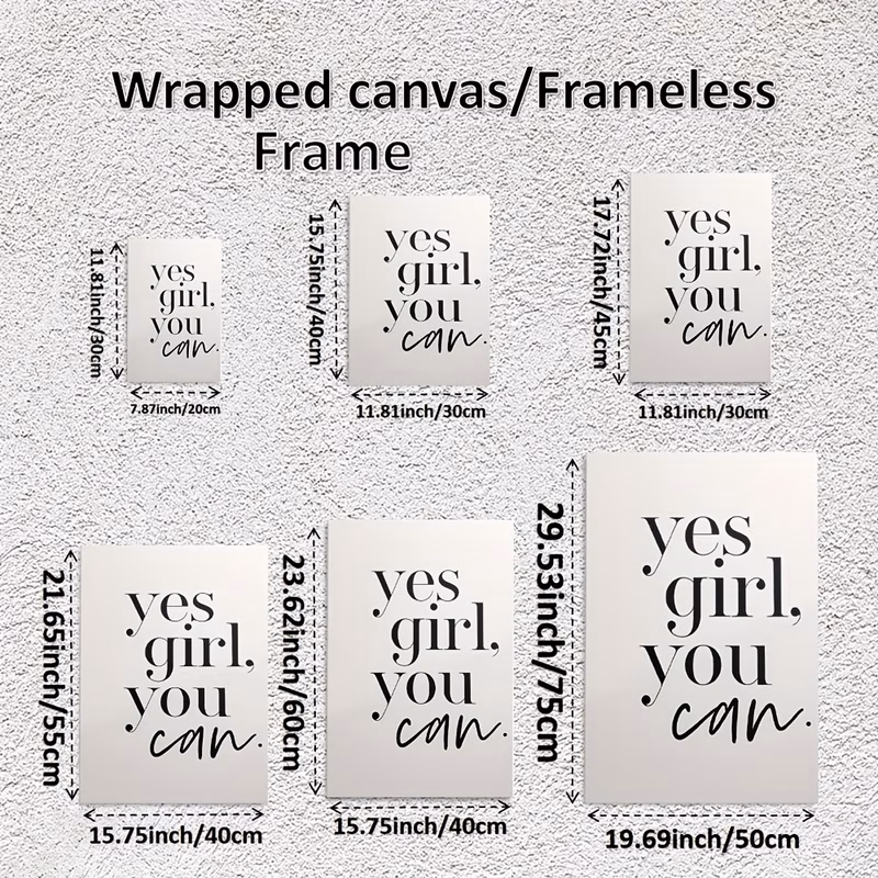 1pc affirmation poster you can black white minimalist room living room office decor wood frame canvas with natural wood frame poster for teen women easy hanging or tabletop display modern idea positiv