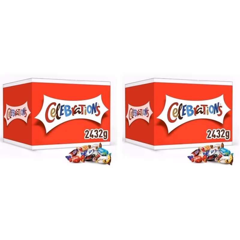 2 x celebrations 4kg assorted chocolates gift box with mini chocolate bars biscuits 4 8kg