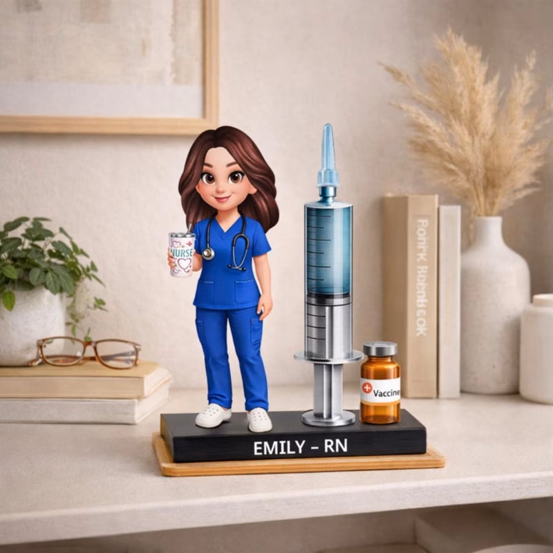 1 nurse figurine personalized 3d cartoon rn bobblehead with name unique desk decor keepsake gift for appreciation retirement birthday present for healthcare worker