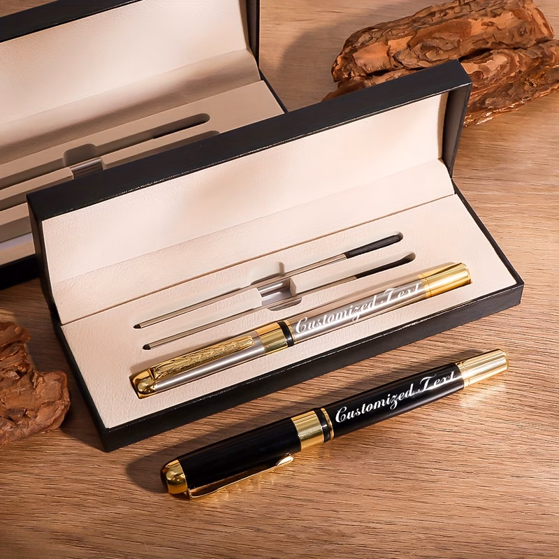 a personalized custom signature set including 2 pen refills fathers day ballpoint suitable for graduation season back to school gifts birthday presents