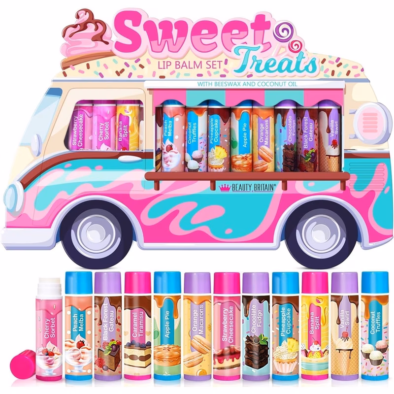 12pcs lip balm set 12 different sweet scents with beeswax coconut oil