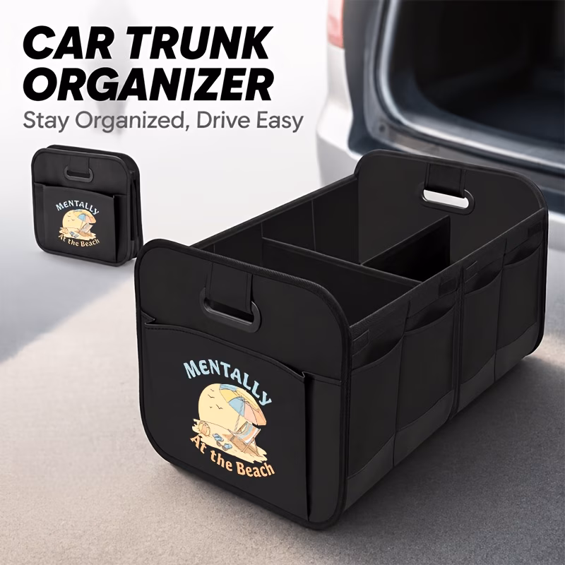 1pc summer pattern print car folding storage box black minimalist luggage organizer space saving dust proof durable oxford material ideal for travel vehicle organization vehicle organization design du