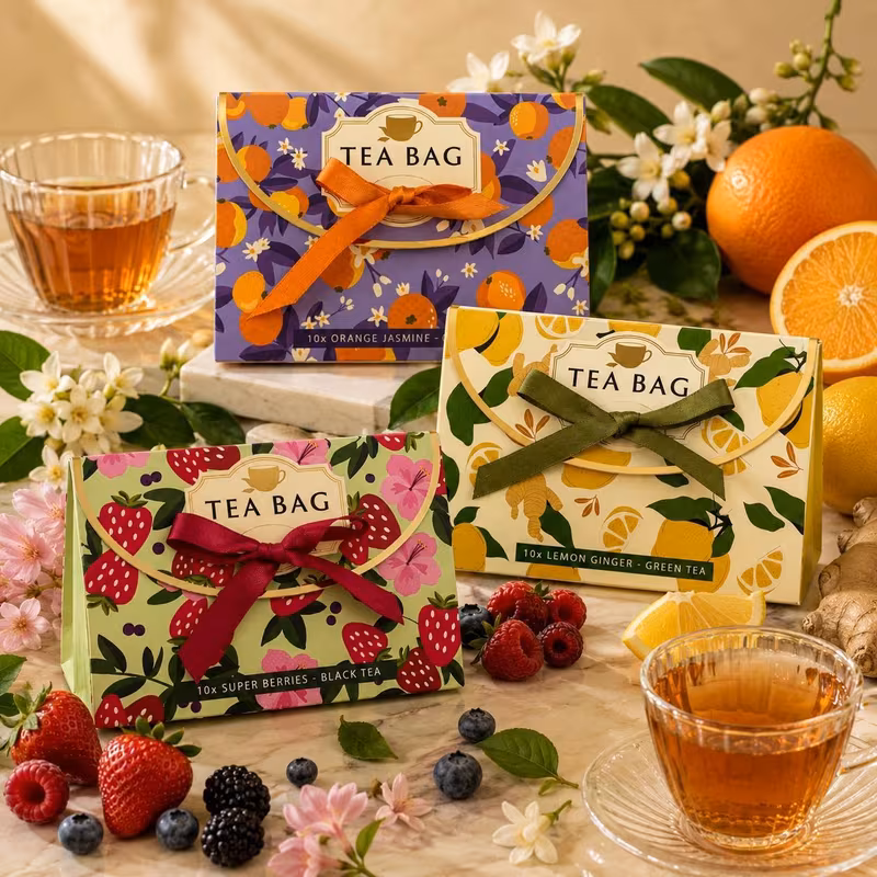 luxury green tea handbag 30 tea bags lemon ginger orange super berries fruit infusion luxury assorted tea box for gifting relaxation self care afternoon tea special occasions