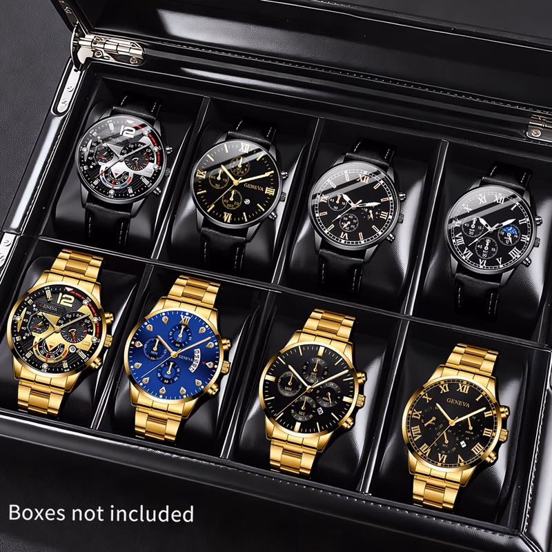 8pcs mens quartz wristwatch set for daily wear parties valentines day easter christmas new years day halloween and as a gift for