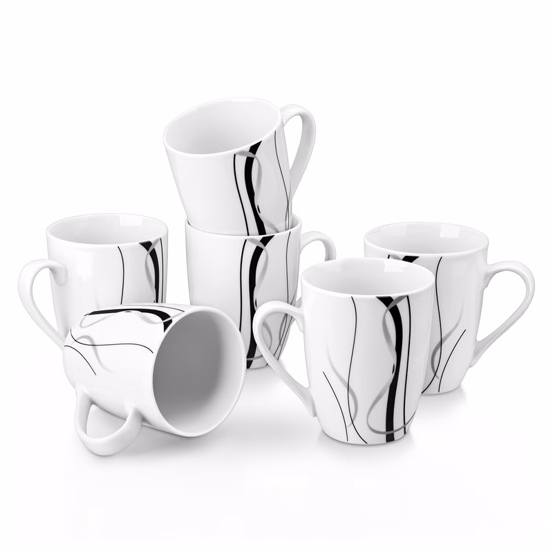 11oz large coffee mugs set of 6 ceramic coffee mug white coffee cups tea cups idea gift for women men house warming gifts 6pcs
