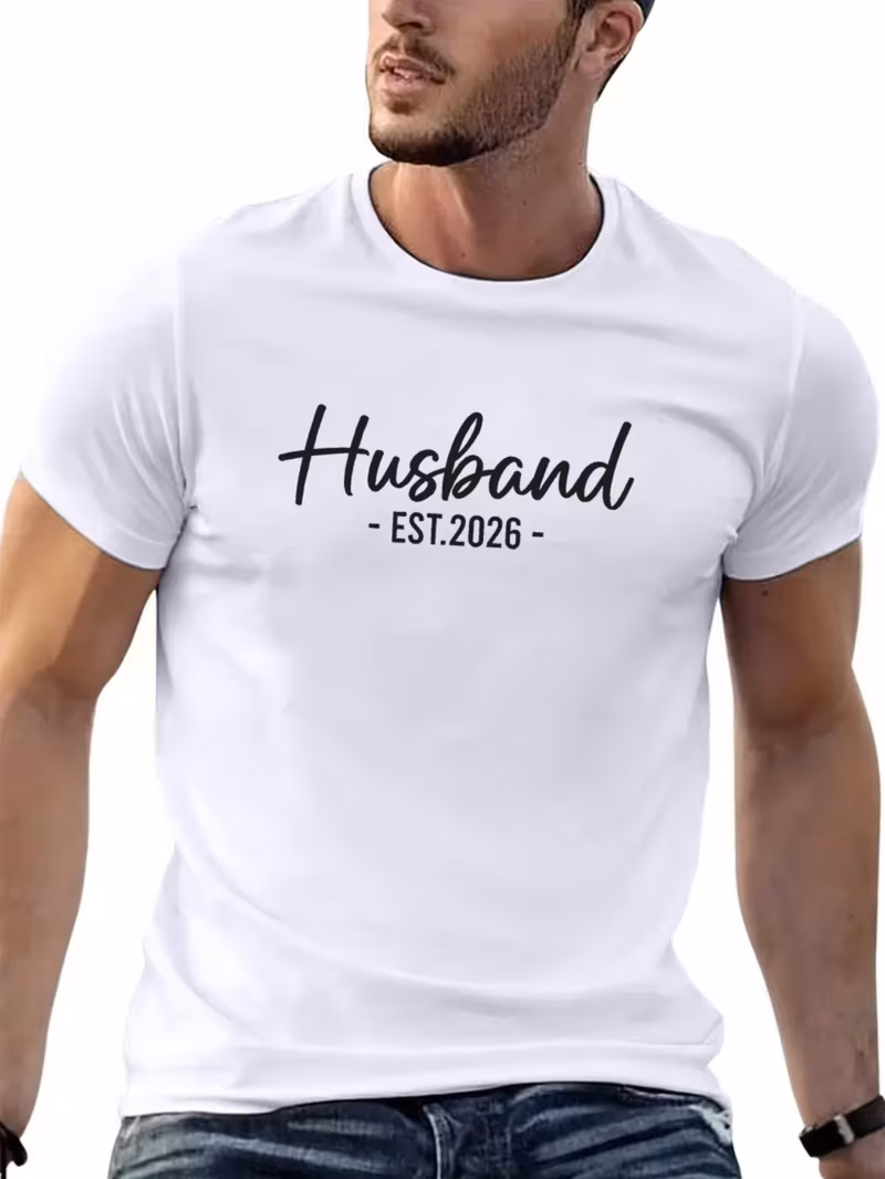 2026 newlywed husband commemorative short sleeve shirt wedding top casual and versatile t shirt