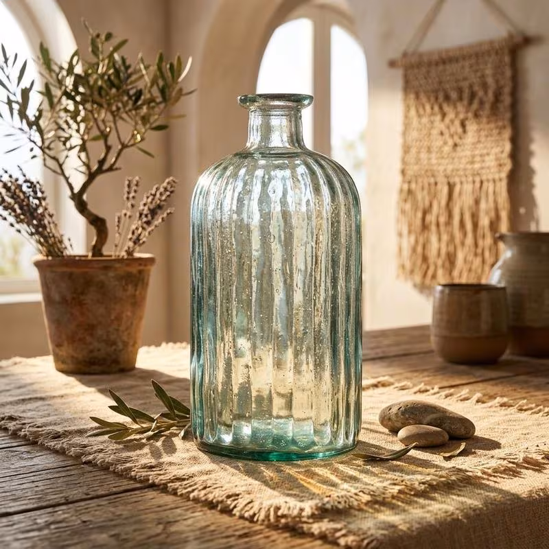 vase recycled glass 0 7 litre capacity x 10 cm decorative ornament versatile gift for housewarming birthday and wedding