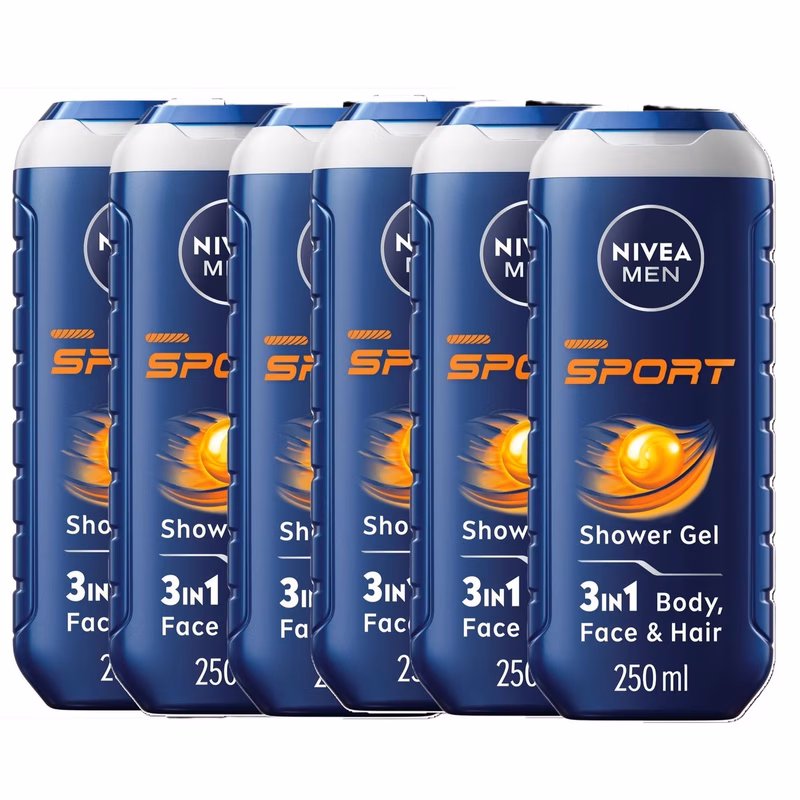 men gel 250ml pack of 6 body face hair wash for