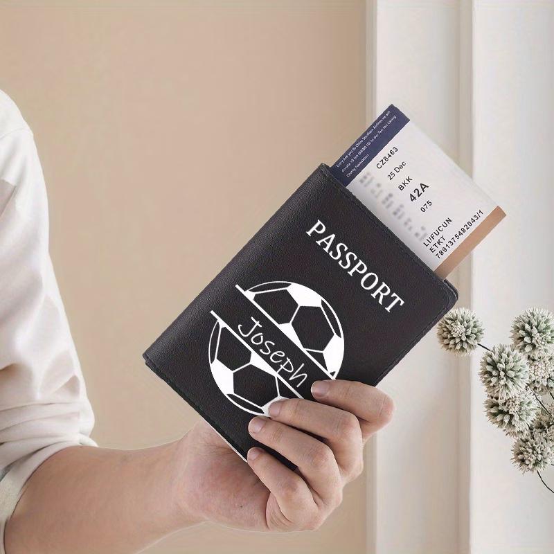 1 name soccer letter passport cover travel passport holder with card slot and id holder ideal for travel vacation birthday anniversary gifts lightweight and anti theft synthetic faux leather