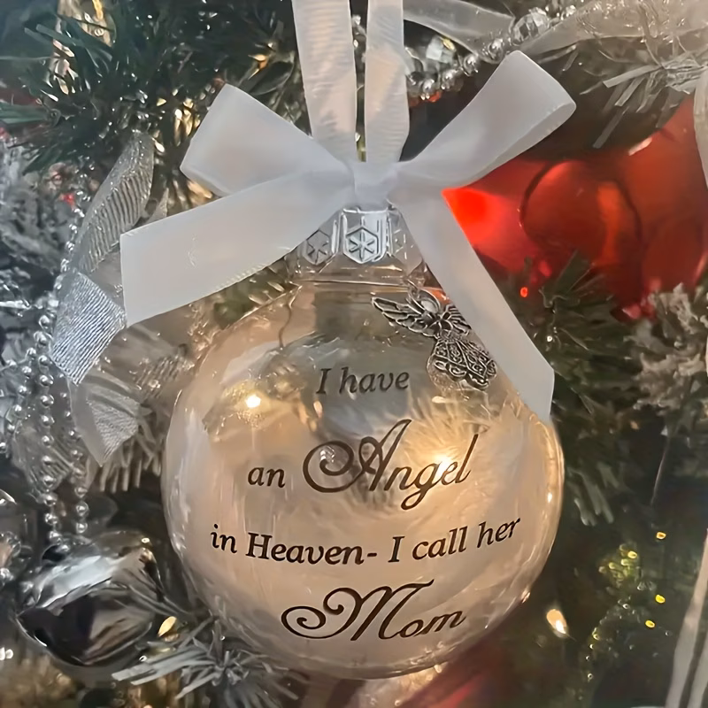 1pc dad mom sky angel memorial ornament engraved and plastic ball keepsake with exquisite ribbon suitable for christmas tree and home decoration fathers day and holiday remembrance angel decoration