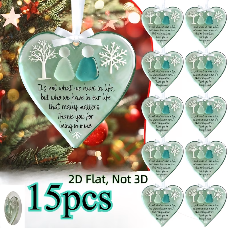 2d flat 15pcs 2d flat heart ocean acrylic friendship hanging decoration is not have emotional quote pendant suitable for christmas tree decoration car decoration and gifts for friends 2d flat design 2