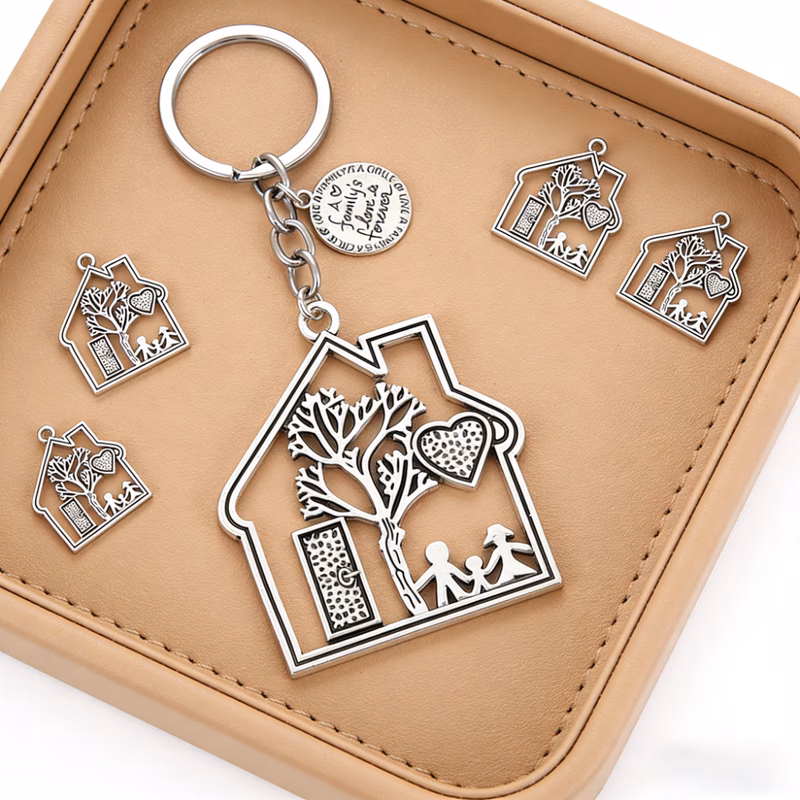 gift for her him 10pcs house keychain for couples love shape metal key rings with message plate romantic anniversary gifts for boyfriend girlfriend wife husband memorial souvenir