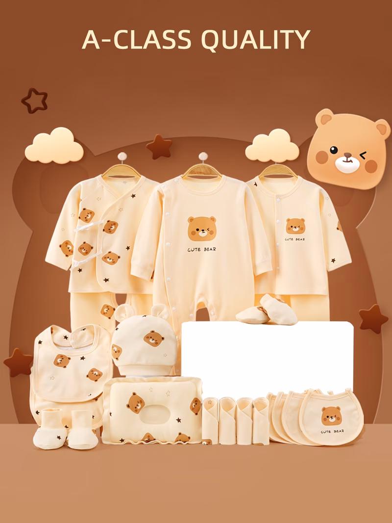 baby boy newborn clothing baby jumpsuit jumpsuit daily necessities 21pcs set 3 sets of clothes hat bib hand and set bib baby set baby gift outdoor