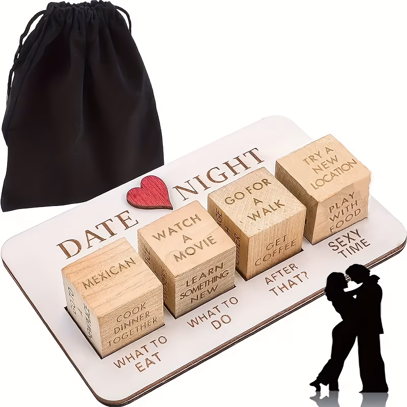1pc couple wooden dice set suitable for 18 creative and portable romantic couple night decision dice gift for men women husband wife girlfriend boyfriend