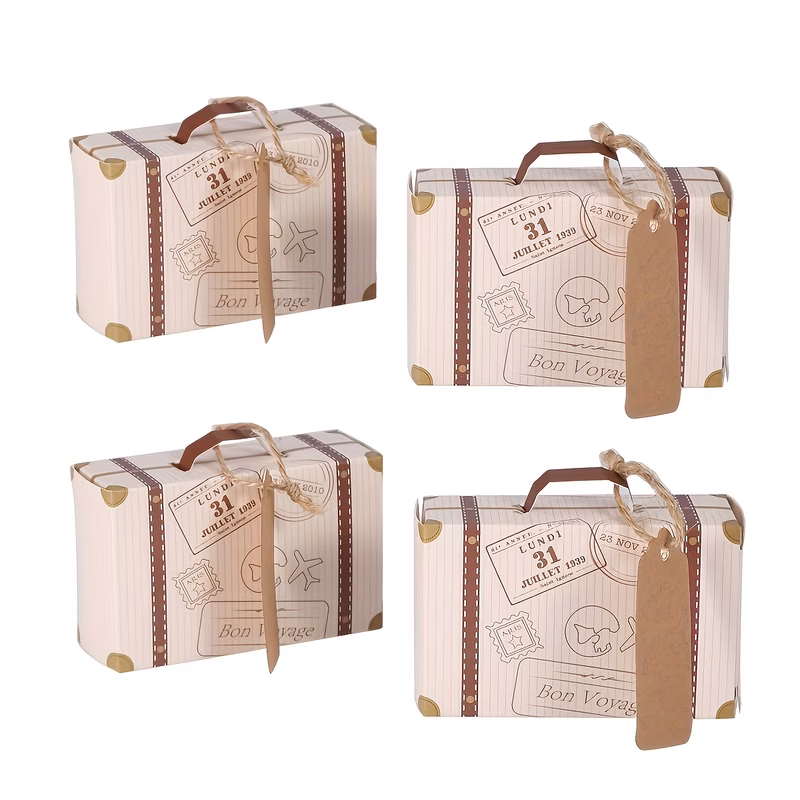 100pcs mini suitcase gift box set with tags and cartoon theme durable paper size 3 07x1 97x1 18 inches holiday and wedding gifts travel storage solution gift box