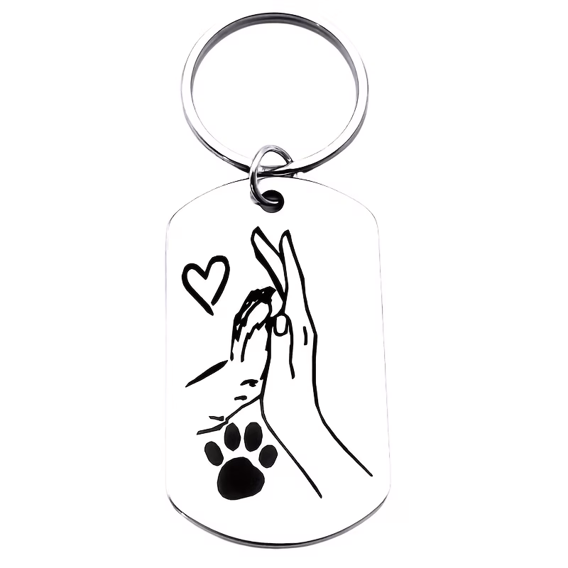 1pc elegant stainless steel keychain heart cute paw design unisex ideal gift for