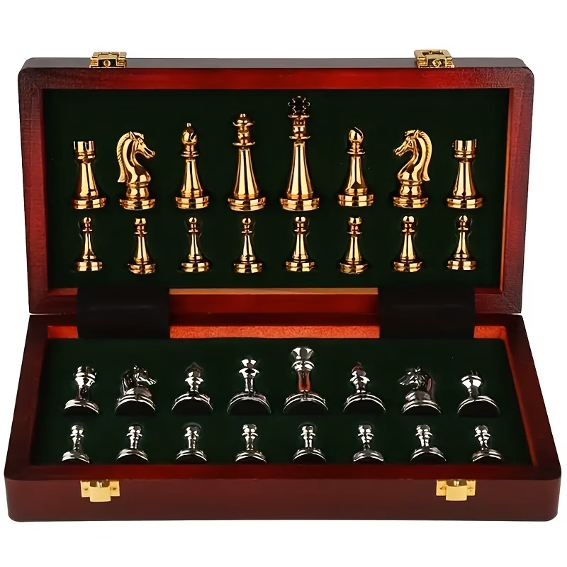 chess 30 30 8inch wooden folding board metal alloy pieces high quality board