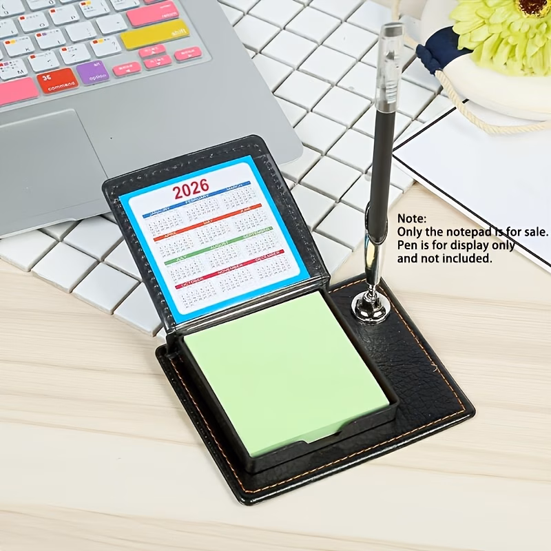 1 office desktop gadget multifunctional portable leather notepad calendar pen holder 3 in 1 desktop office gift for family and colleagues fathers day teachers day present