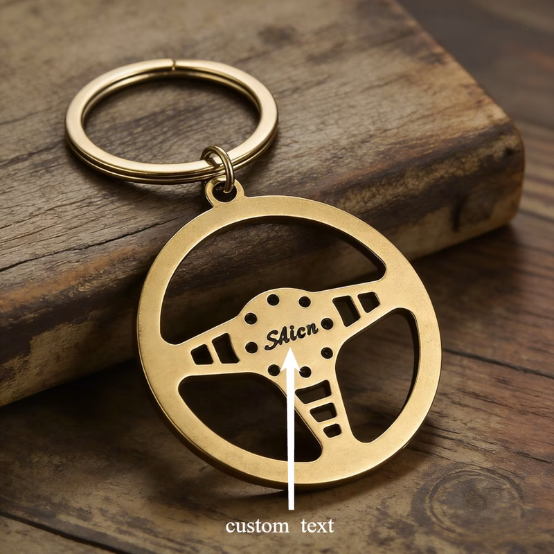 one custom personalized car steering wheel keychain customizable name keychain unique gift for new drivers car enthusiasts husbands