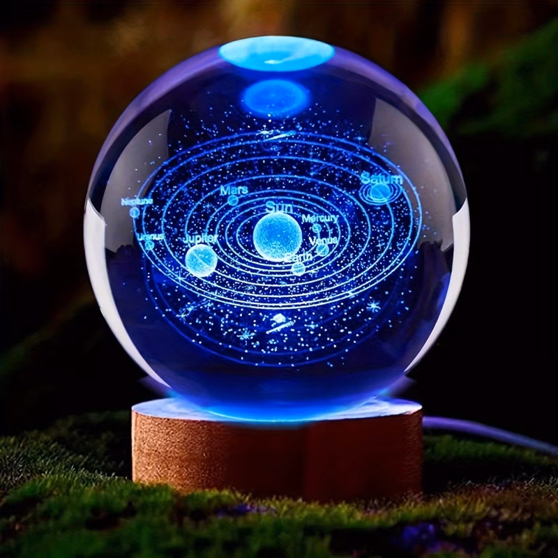 system hollow out crystal ball with color changing led base usb powered glass night light ideal gift for colleagues holiday parties and home decoration mothers day gift