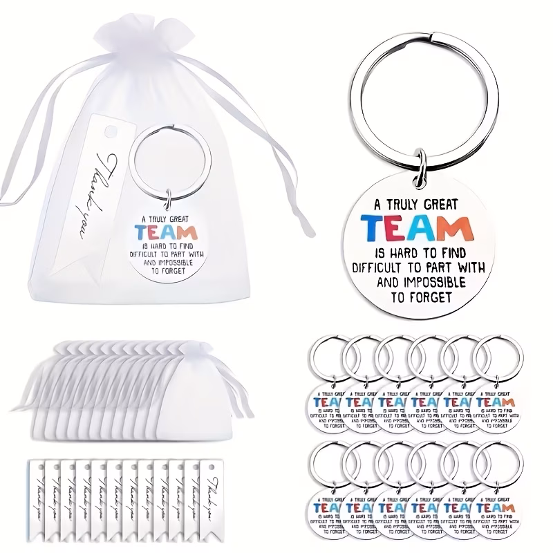 36pcs 12sets stainless steel keychains with inspirational for teamwork quote colorful motivational key rings for team building employee appreciation gifts colleague birthdays new