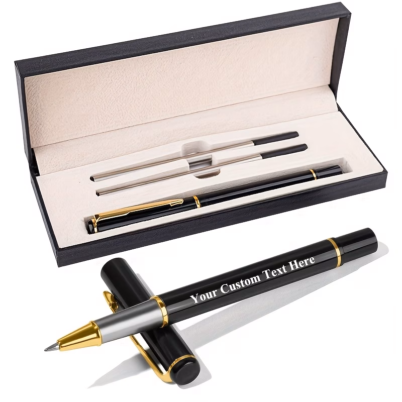 customized free gift refills business ballpoint pen engraved metal ballpoint pen with stylus medium nib lightweight open cap round body shape black ink with elegant gift box suitable for men and women