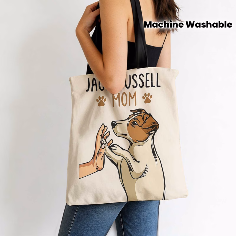1pc retro terrier tote bag cute jrt dog hand print lightweight machine washable accessory suitable for commuting shopping