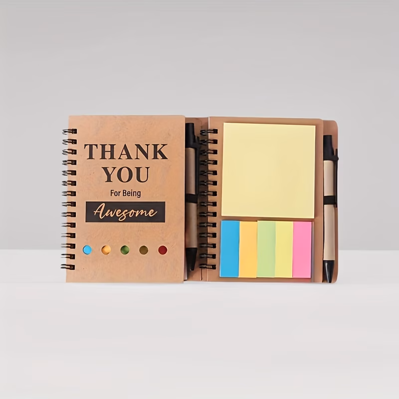 spiral inspiration notebook thank you gift employee appreciation gift with sticky notes