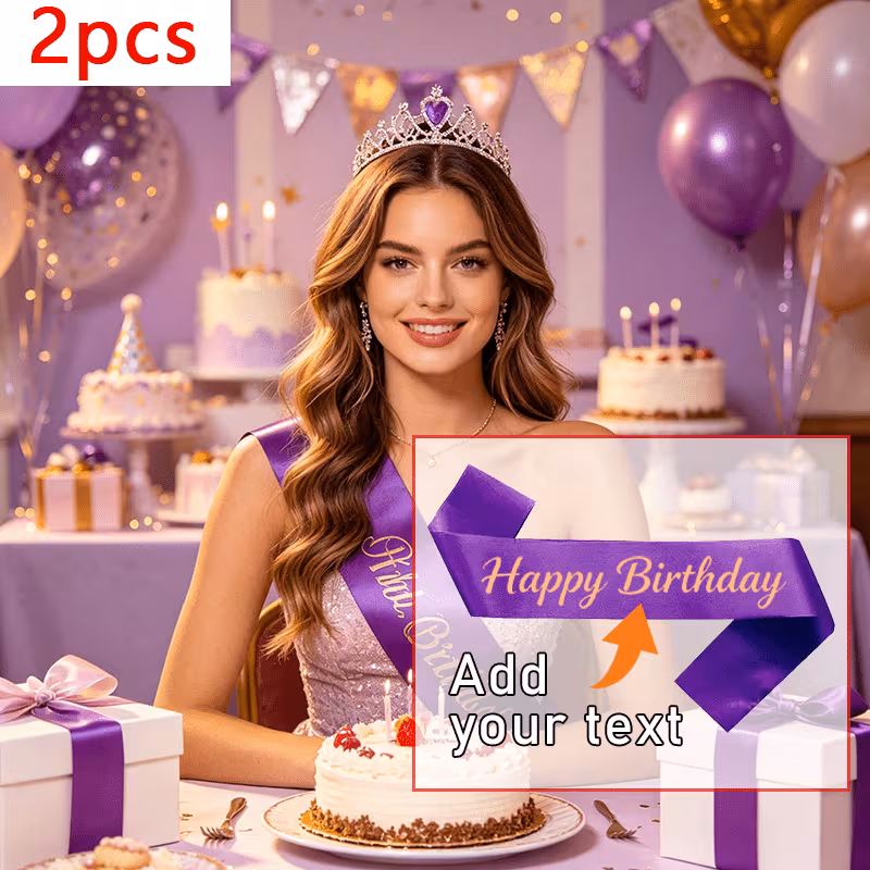 2pcs name text sash suitable for birthday parties graduation bridal shower elegant sash with name text printing hand washable decoration for fashion for weddings bachelorette anniversaries
