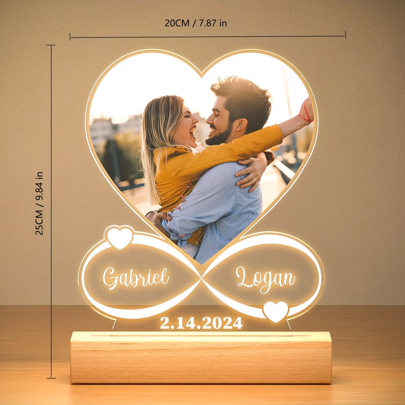 custom photo frame with night light personalized photo frame customized picture frames personalized anniversary mothers day gifts for her women men her him girlfriend boyfriend mom dad couple family n