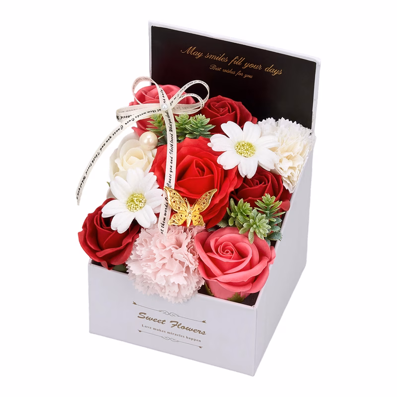 flower flower soap in gift box decorative soap artificial flower bath soap for birthday valentines day her girls lover partial soap floral decoration