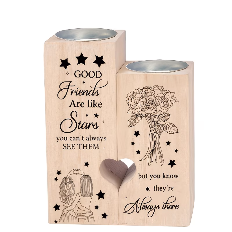 ladies gift wooden heart candle holder ladies friendship gift warm engraved friendship gift ideal birthday christmas graduation gift for decoration candle not included