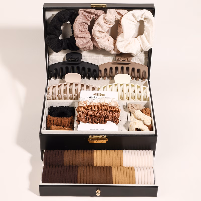 womens hair accessories suit 123pcs set seamless ponytail clip hair clips hair rings and hair bands holiday parties accessories gift bag hair bands reusable rubber bands