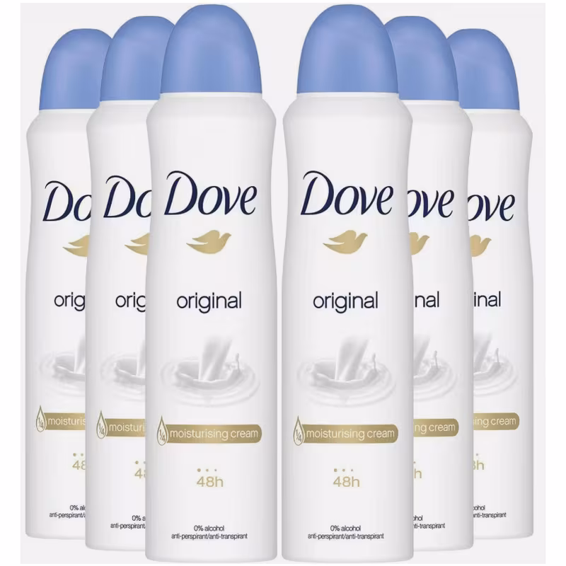 pack of 6 original antiperspirant deodorant spray 250ml